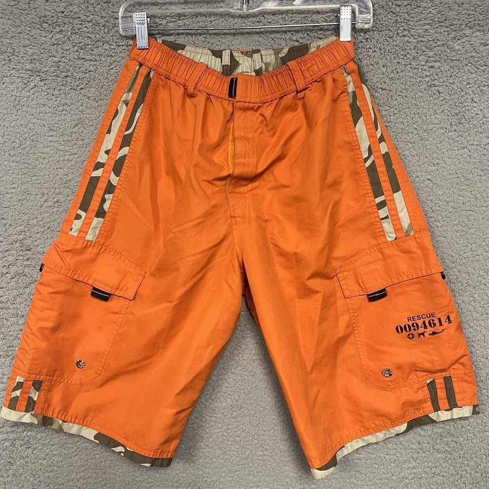 A.P. Co Shorts Mens Sz L‎ Orange Desert Camouflage Camo Reversible Cargo Stretch